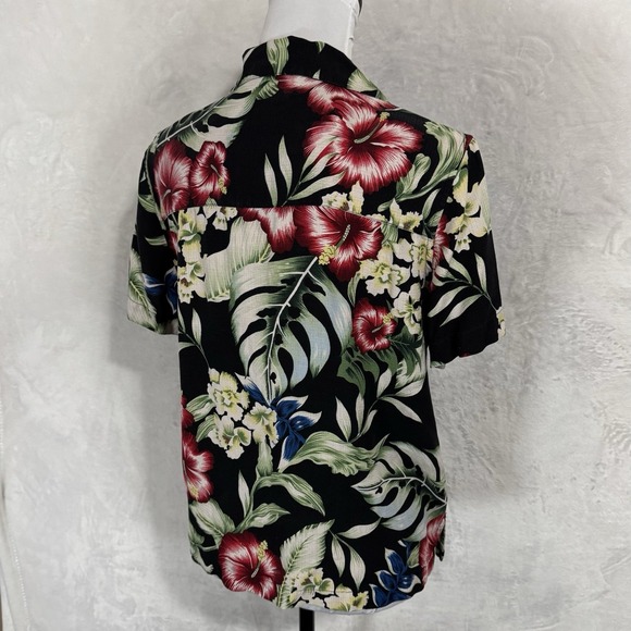 Vintage Bill Blass 100% Pure Silk Hawaiian Button Down Shirt Size M Hibiscus 90s - Picture 6 of 13